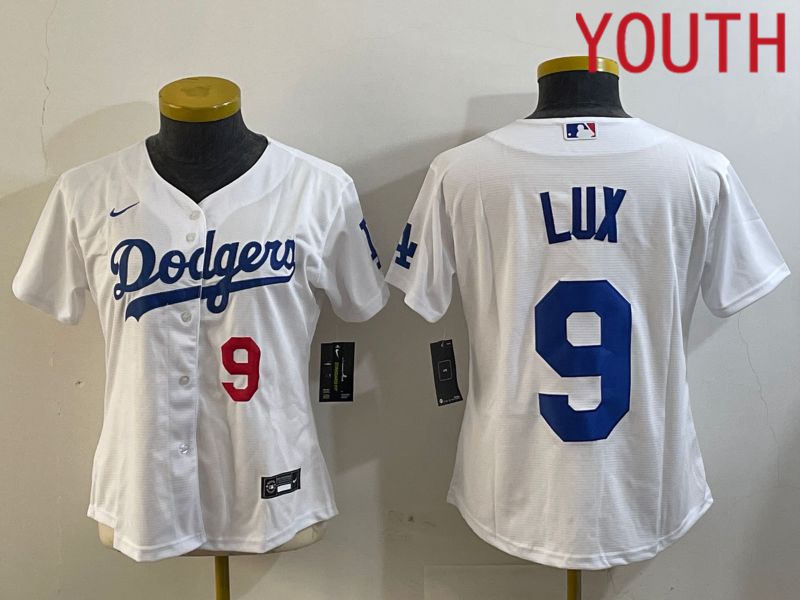 Youth Los Angeles Dodgers 9 Lux White Game 2024 Nike MLB Jersey style 3